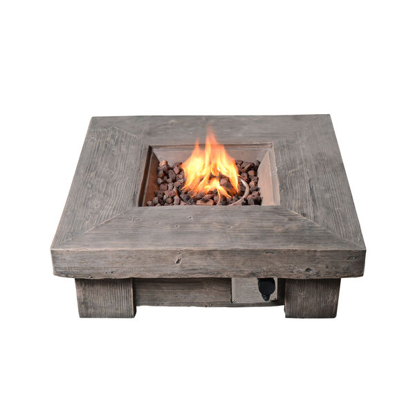 Brown Outdoor Retro Look Square Propane Gas Fire Pit, image 3