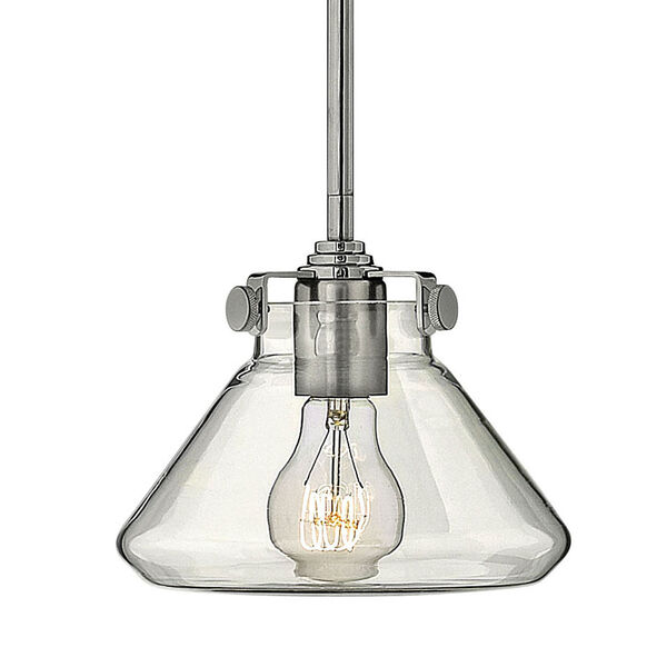 Congress Chrome 8-Inch Mini Pendant with Clear Pyramid Shade, image 3