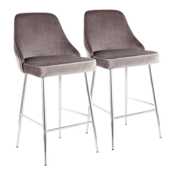 Marcel Chrome and Silver 37-Inch Bar Stool, Set of 2, image 1