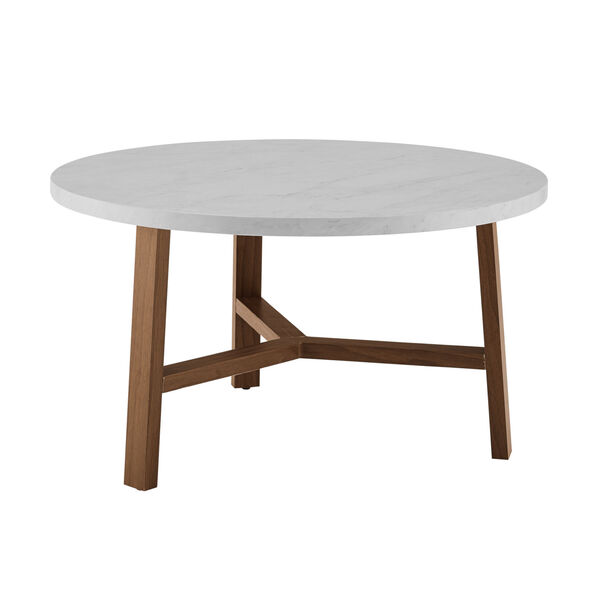 White Marble and Acorn Round Coffee Table, image 2