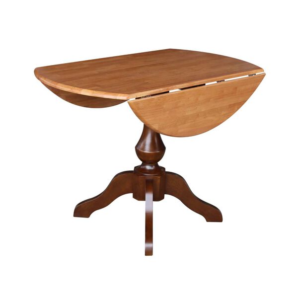 Cinnamon and Espresso 30-Inch High Round Pedestal Dual Drop Leaf Table, image 4