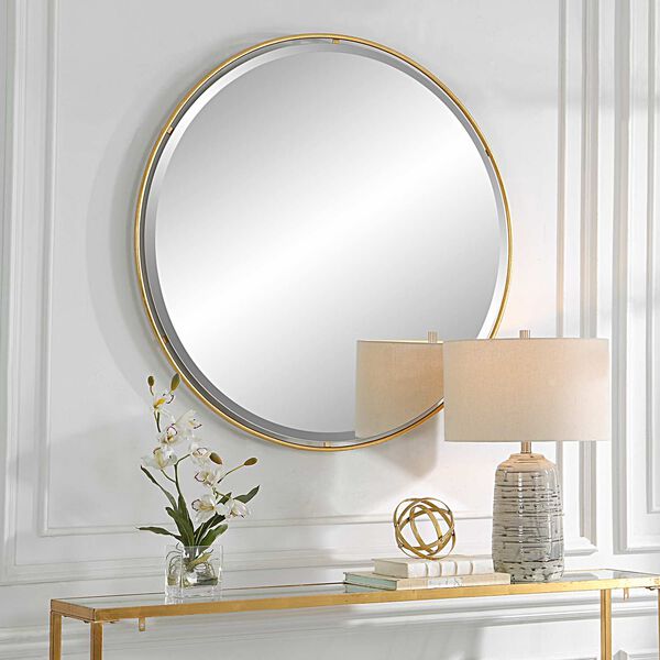 Canillo Antiqued Gold 42 x42-Inch Round Wall Mirror, image 1