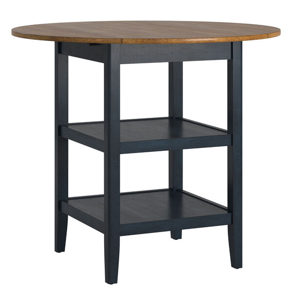 Caroline Blue Two-Tone Side Drop Leaf Round Counter Height Table, image 1