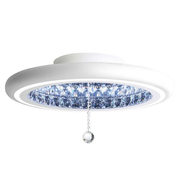 Infinite Aura White 23-Inch LED Flush Mount with Swarovski Crystal Pendalogue, image 1
