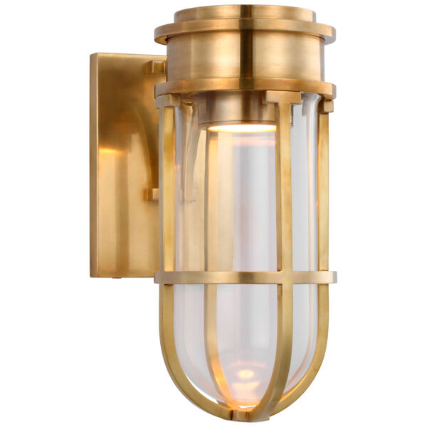Gracie Tall Bracketed Sconce in Antique-Burnished Brass with Clear Glass by Chapman  and  Myers, image 1