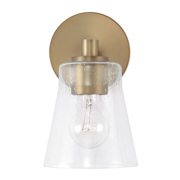 HomePlace Baker Aged Brass One-Light Sconce with Clear Seeded Glass, image 4