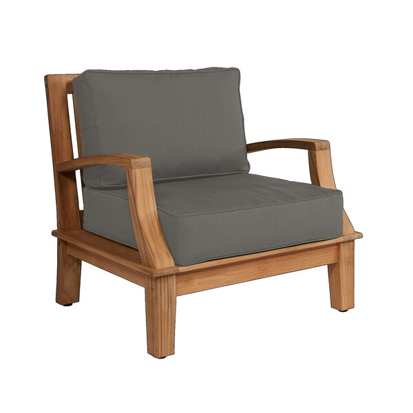 Grande Natural Teak Club Outdoor Chair with Sunbrella Charcoal Cushion, image 1