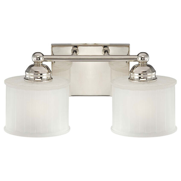1730 Series Polished Nickel Two-Light Bath Fixture with Etched Glass, image 1