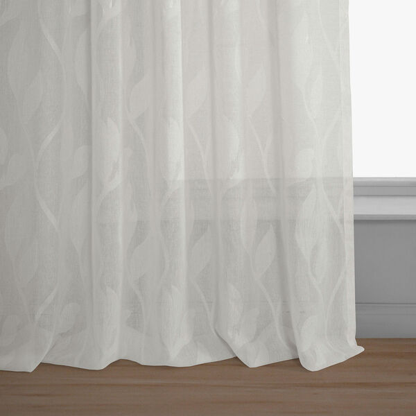 White Vine Patterned Faux Linen Single Panel Curtain 50 x 84, image 6