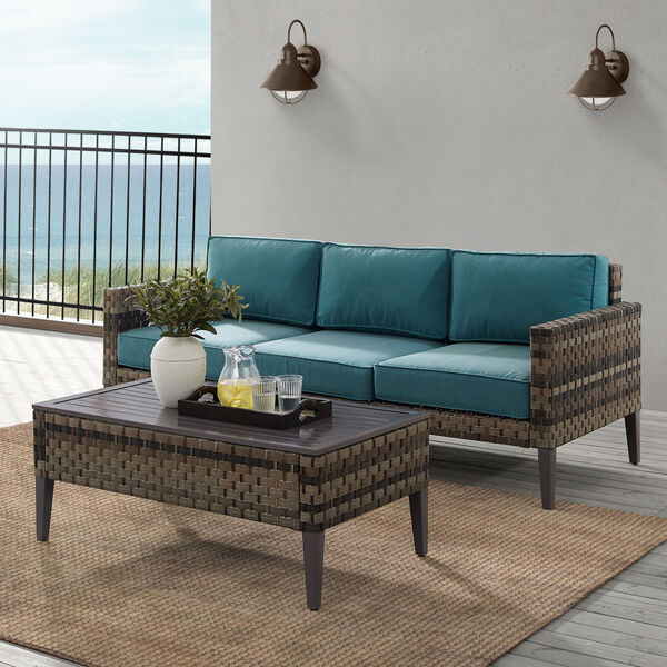 Prescott Outdoor Two-Piece Wicker Sofa Set with Coffee Table, image 1