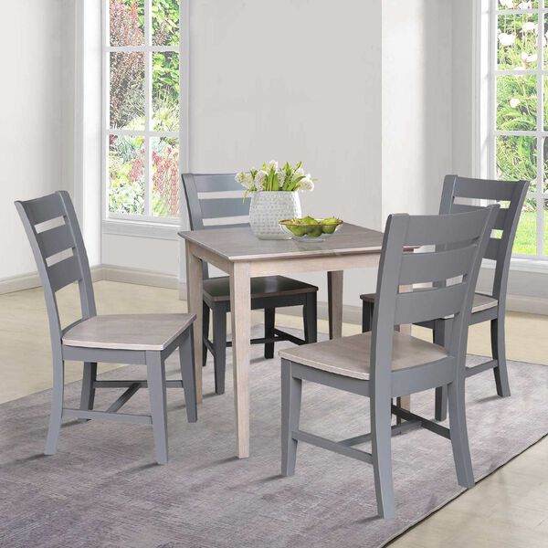 Washed Gray Clay Taupe 30 x 30 Inch Dining Table with Four Chairs, image 2
