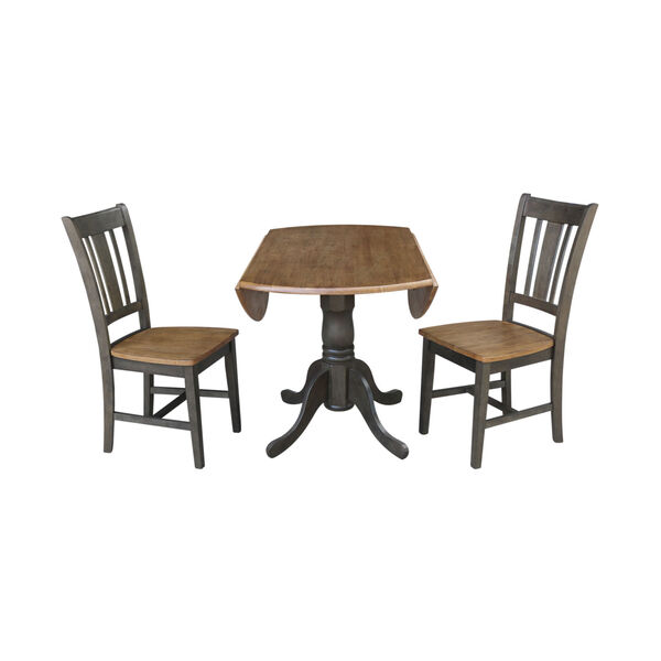San Remo Hickory and Washed Coal 42-Inch Dual Drop leaf Table with Side Chairs, Three-Piece, image 4