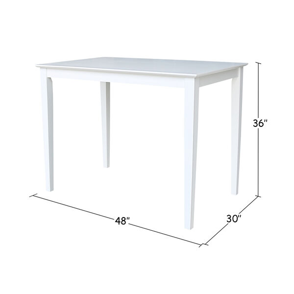Solid Wood 30 x 48 inch Counter Height Dining Table in White, image 4