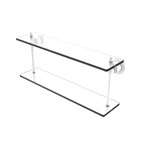 Astor Place Matte White 22-Inch Two Tiered Glass Shelf, image 1