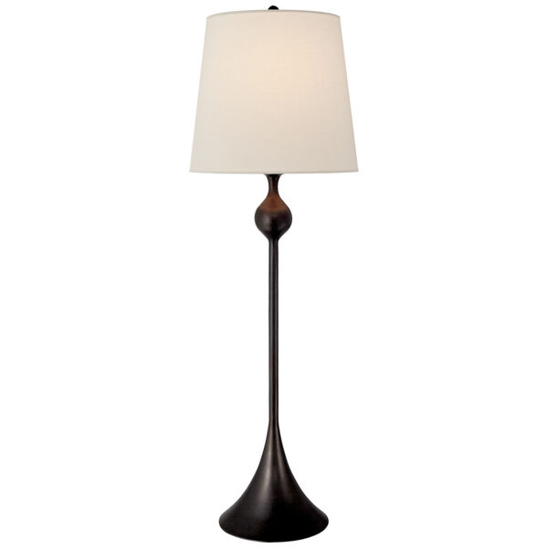Dover Buffet Lamp in Aged Iron with Linen Shade by AERIN, image 1