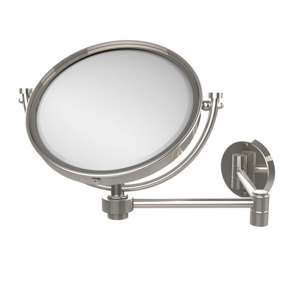 8 Inch Wall Mounted Extending Make-Up Mirror 2X Magnification, Polished Nickel, image 1