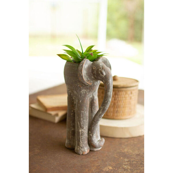 Clay Tall Elephant Planter, image 1