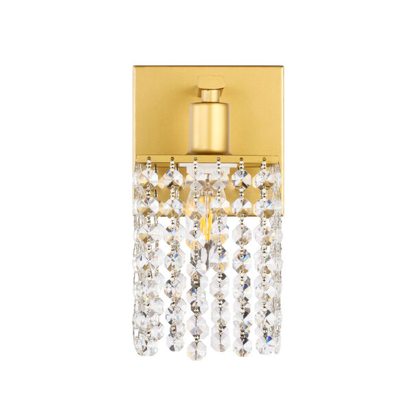 Phineas Brass Five-Inch One-Light Bath Vanity with Clear Crystals, image 3