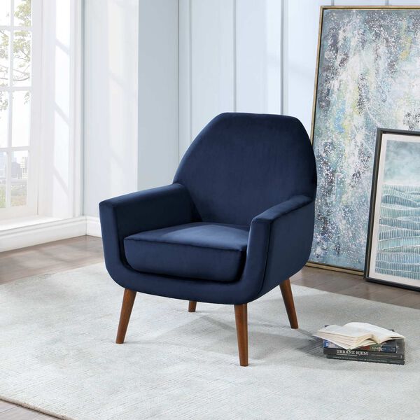 Accera Navy Blue Velvet Arm Chair, image 2