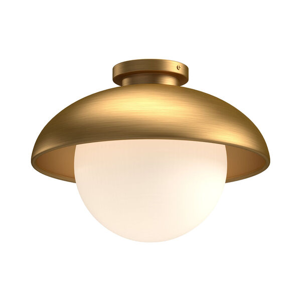 Rubio Aged Gold 11-Inch One-Light Semi-Flush Mount with Opal Glass, image 1
