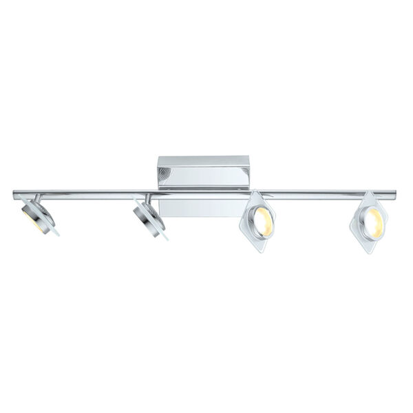 Tinnari Chrome Four-Light LED Track Light with Frosted Clear Glass Shade, image 1