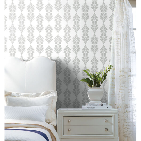 Waters Edge Light Gray Broadsands Botanica Pre Pasted Wallpaper - SAMPLE SWATCH ONLY, image 3