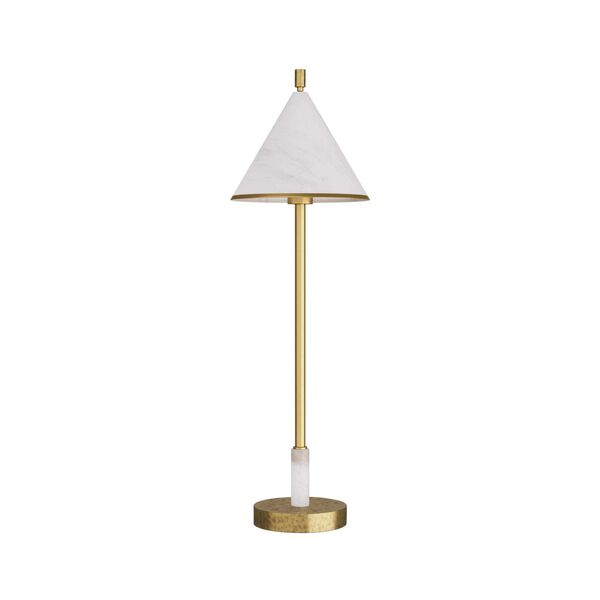 Wylie Matte Swirl Glass Antique Brass White Alabaster One-Light Table Lamp, image 1