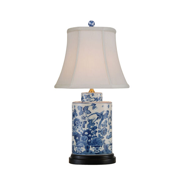Blue and White One-Light Oval Porcelain Table Lamp, image 1