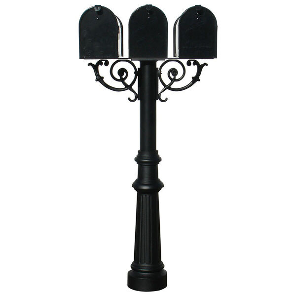 Hanford Black 69-Inch Triple Mailbox Post Mount with Decorative Base, image 1