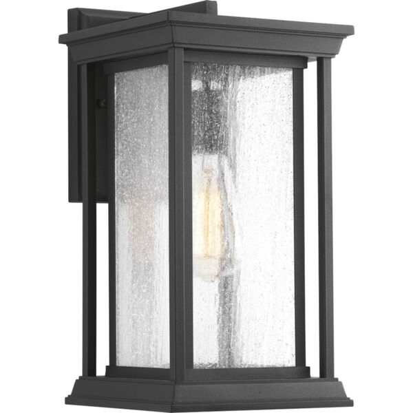 P5610-31: Endicott Black One-Light Outdoor Wall Mount with Clear Seeded Glass, image 1