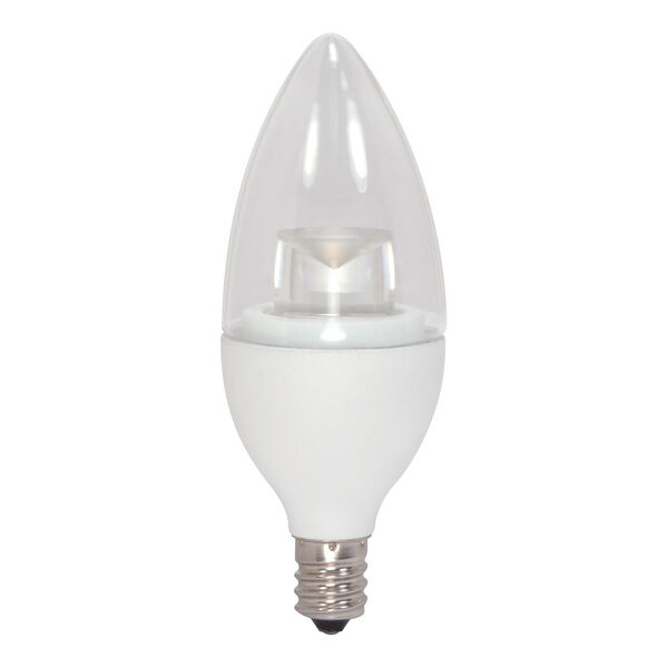 SATCO Clear LED B11 Candelabra 4.5 Watt Candle LED Light Bulb with 3000K 300 Lumens 80 CRI and 290 Degrees Beam, image 1