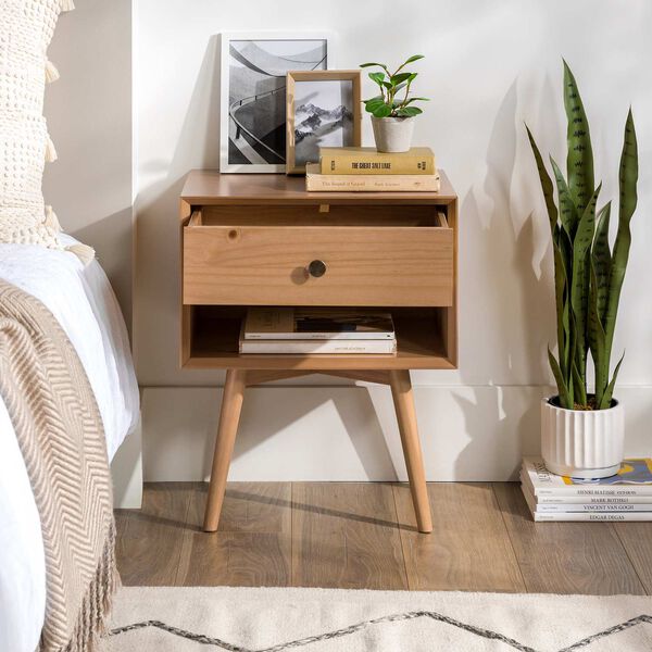 Natural Pine One-Drawer Solid Wood Nightstand, image 7