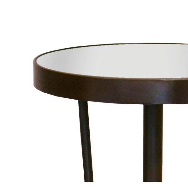 Schotts Black Side Table with Round Mirrored Top, image 4