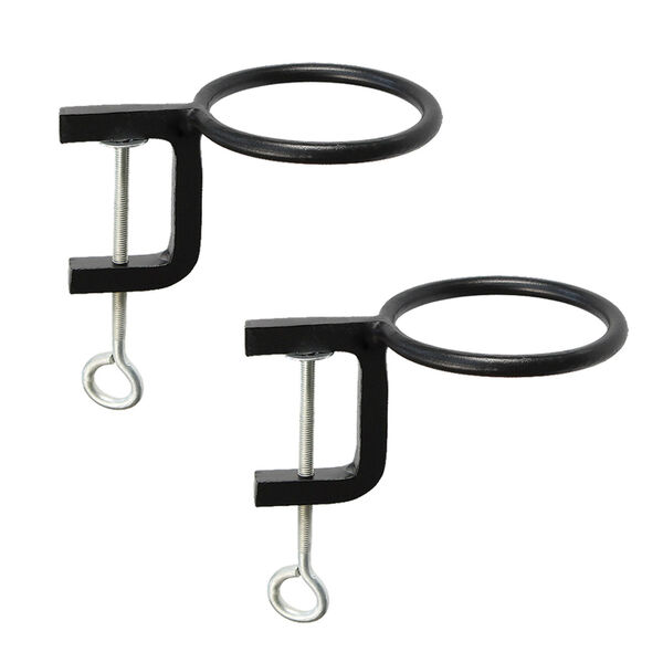 Black Powdercoat 4-Inch Clamp-on Flower Pot Ring, Set of Two, image 1