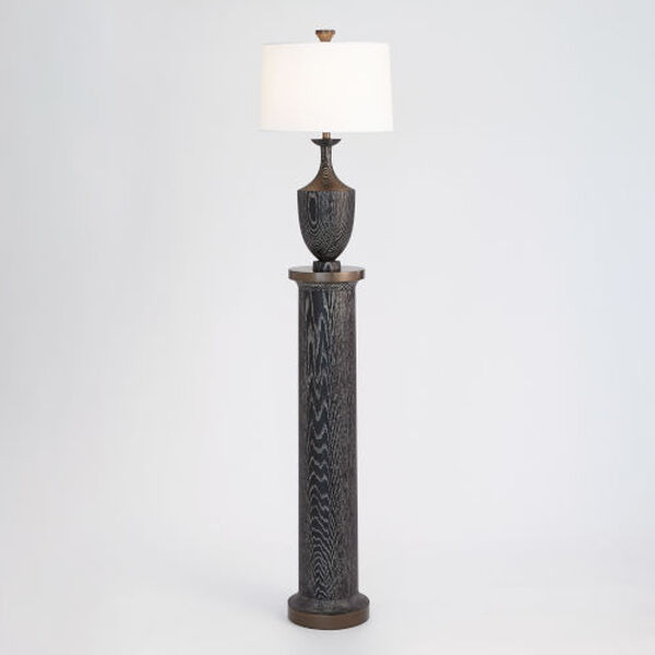 Black and Bronze Column Cerused Oak Floor Lamp, image 1