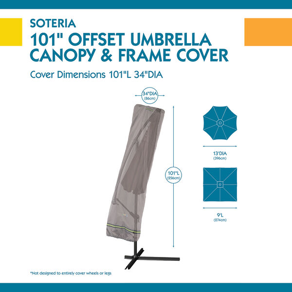 Soteria Grey RainProof 101 In. Patio Offset Umbrella Cover with Integrated Installation Pole, image 3