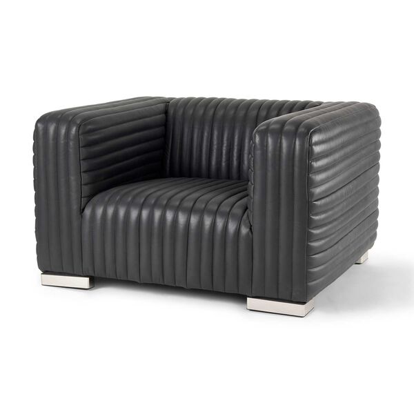 Ricciardo Black Leather Upholstered Arm Chair, image 1