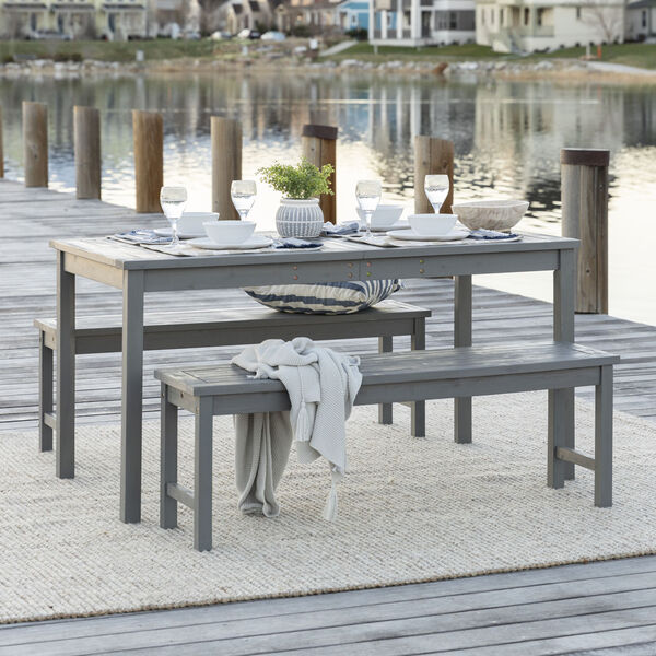 Gray Wash 32-Inch Three-Piece Simple Outdoor Dining  Set, image 1