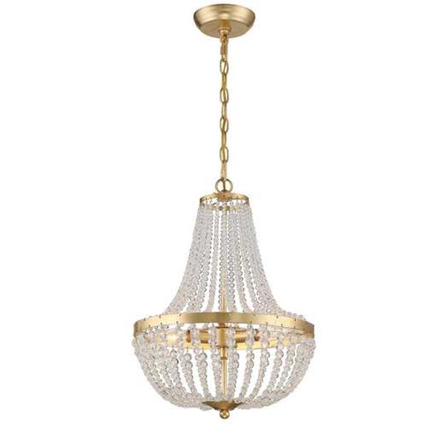 Rylee Antique Gold Three-Light Chandelier Convertible to Semi-Flush Mount, image 6