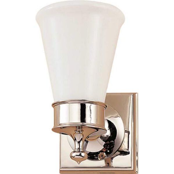 Siena Single Sconce in Polished Nickel with White Glass by Studio VC, image 1