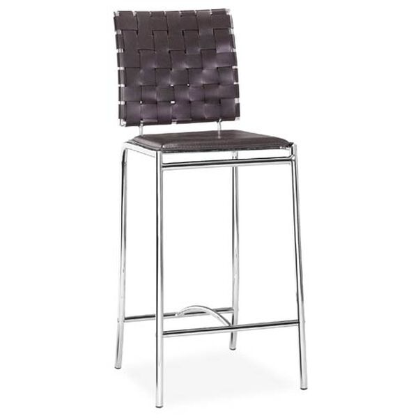 Criss Cross Espresso and Chromed Steel Counter Chair, Set of Two, image 1