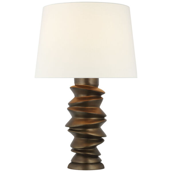 Karissa Medium Table Lamp in Antique Bronze Leaf with Linen Shade by Julie Neill, image 1