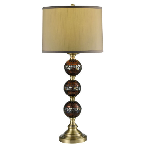 Springdale Dunford Antique Brass One-Light Mosaic Hand Blown Art Glass Table Lamp, image 1