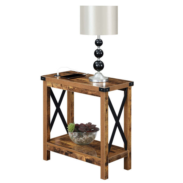 Durango Barnwood Black Accent Chairside Table with Charging Station, image 2