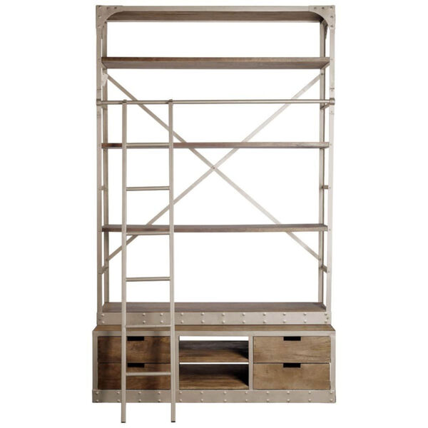 Brodie Light Brown and Nickel Four Shelf Shelving Unit, image 1