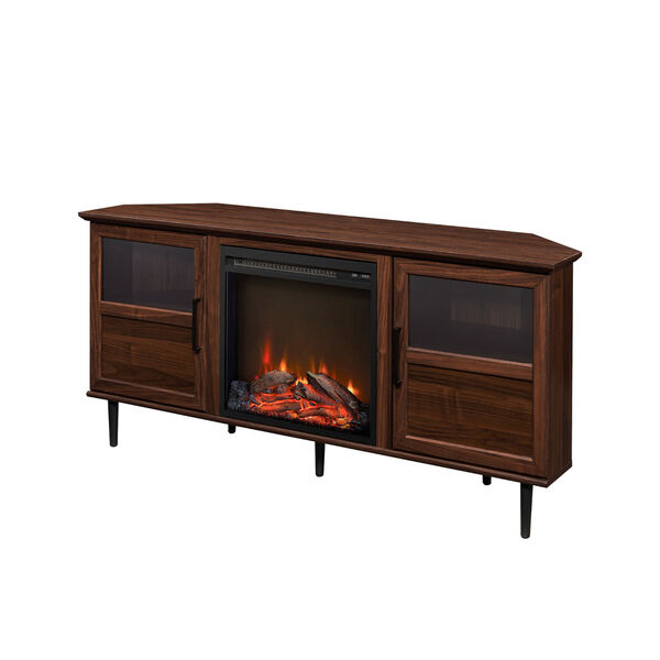 Owen Dark Walnut Angled-Side Fireplace Corner TV Stand, image 6