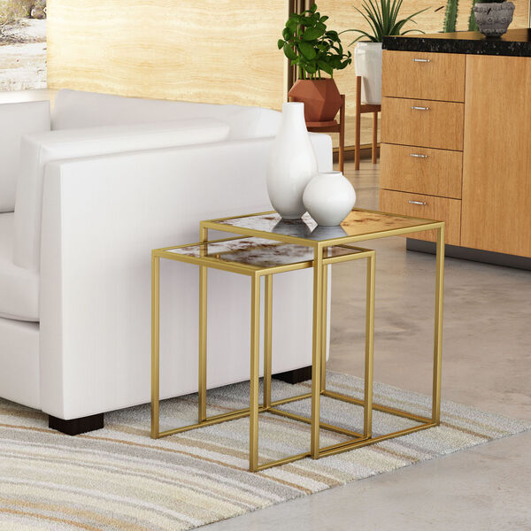 Calais Gold and Mirror Nesting Table, image 2