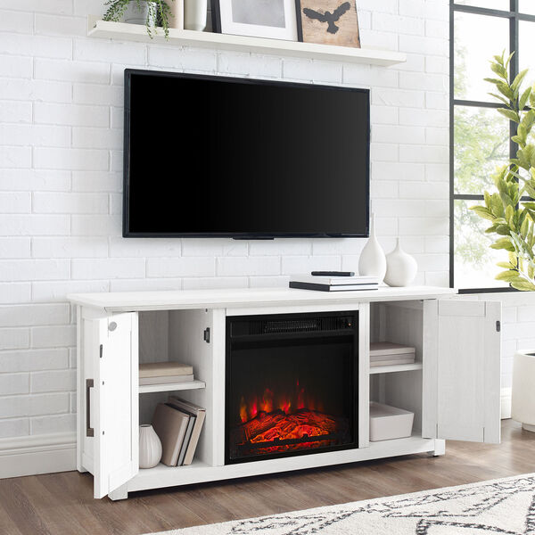 Crosley Furniture Camden Whitewash 48, Whitewash Corner Tv Stand With Fireplace