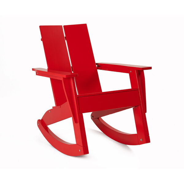Modern Wooden Adirondack Rocking Chair in Red  - (Open Box), image 2