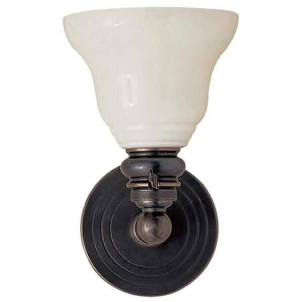 Boston Functional Single Light in Bronze with White Glass by Chapman and Myers, image 1